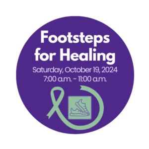 Button to register to attend the Footsteps for Healing event on Saturday, October 19, from 7 a.m. to 11 a.m.